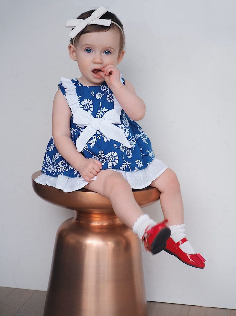 Baby Girl Dress w/ Swiss dot and front bow