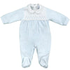 VELVETED COTTON SLEEPING BABY SUIT - Light blue