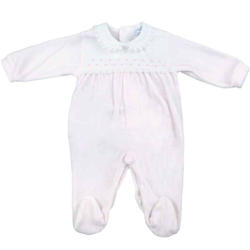 VELVETED COTTON SLEEPING BABY SUIT - Pink