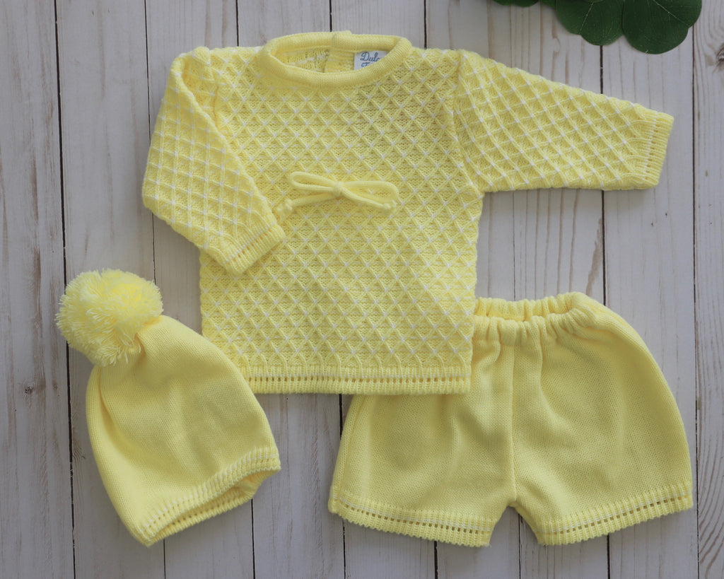 Newborn Knitted 3-pieces Short Set (two colors)