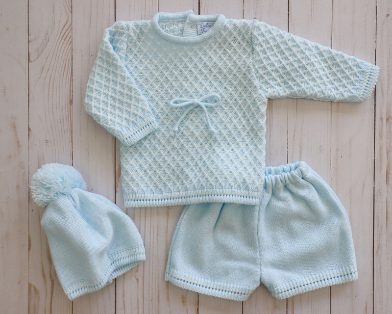 Newborn Knitted 3-pieces Short Set (two colors)