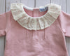 Baby girl sleeping suit with dotted swiss collar