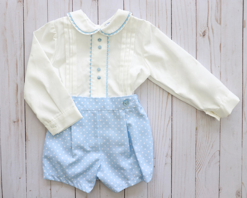 Traditional boy set with dotted short pants