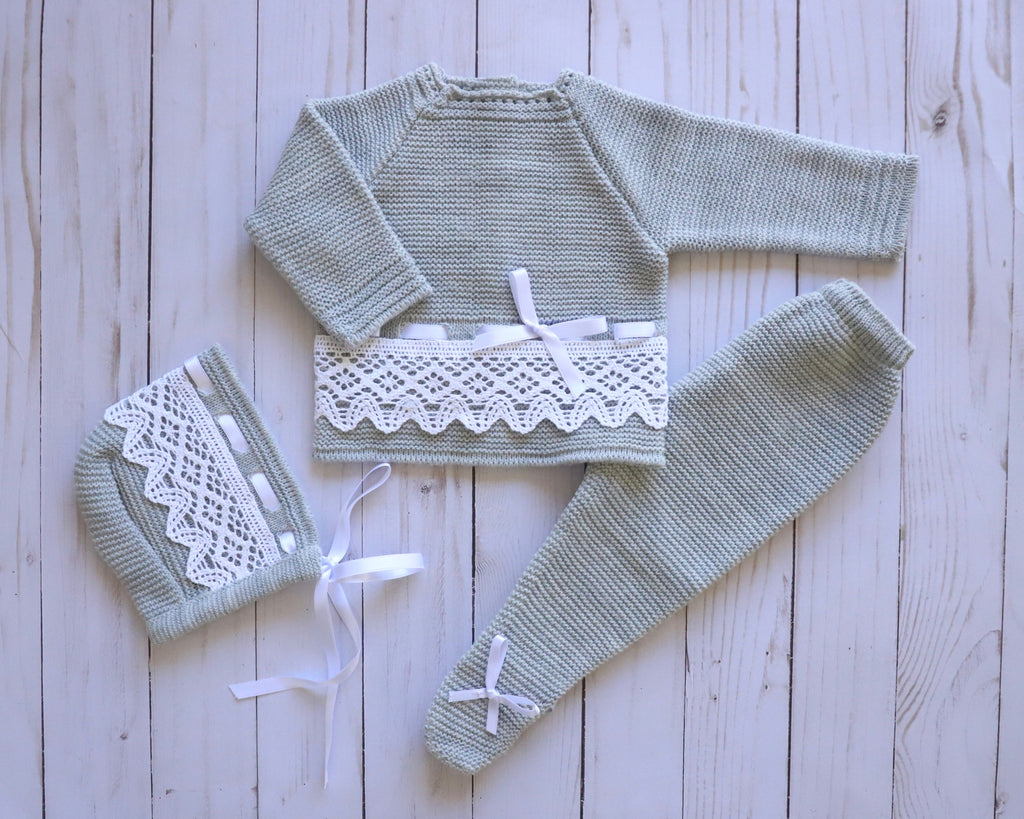 Newborn grey knitted 3pieces Set