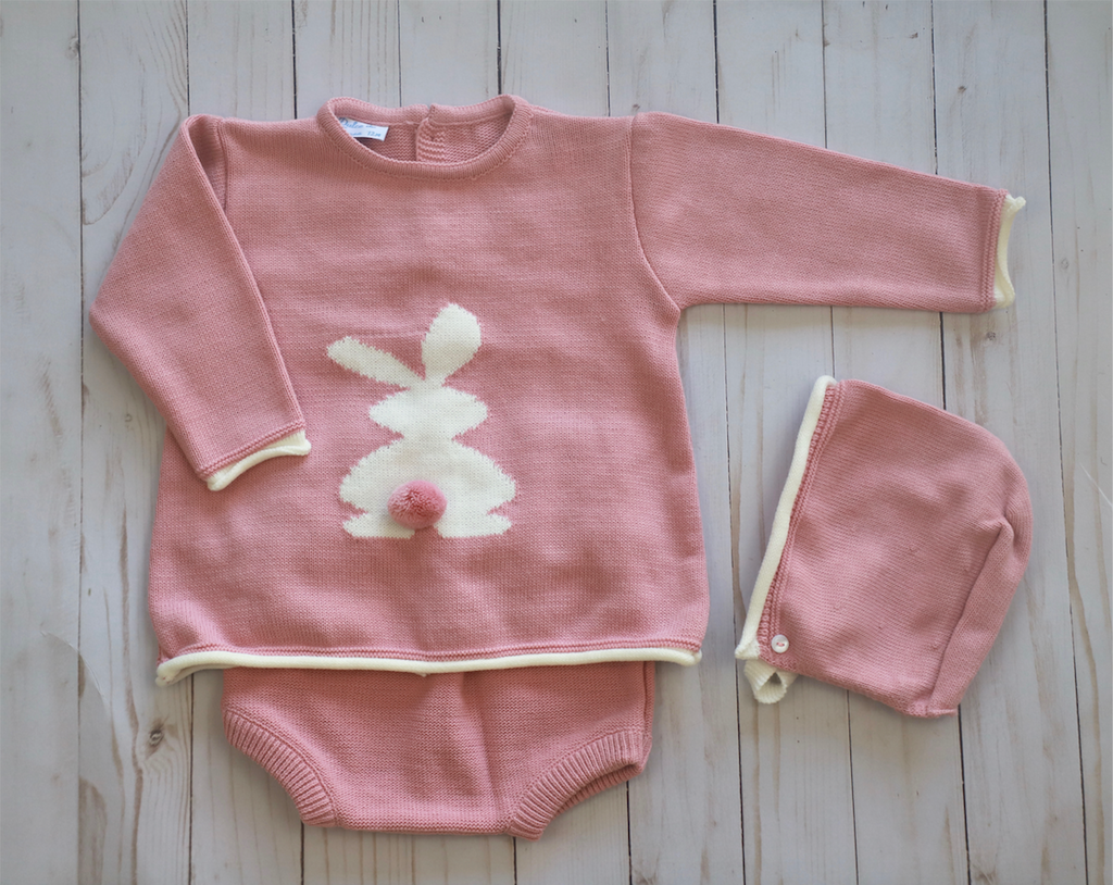 Baby Girl 3-pieces Set w/ Bunny design (two colors)