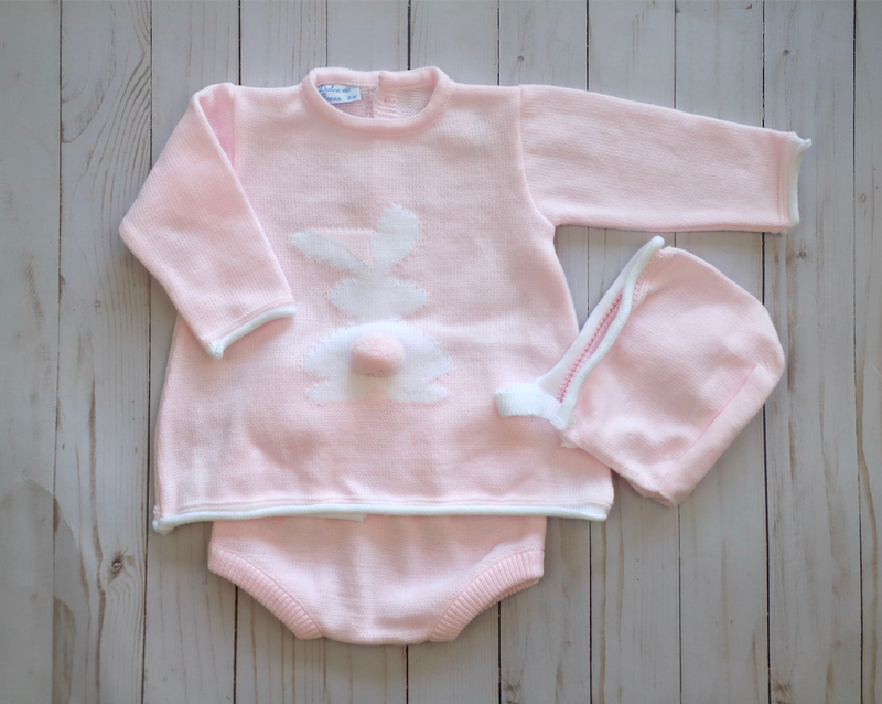 Baby Girl 3-pieces Set w/ Bunny design (two colors)